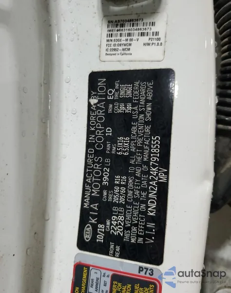 2019 Kia Soul z USA, uszkodzony, nr VIN KNDJN2A24K7918555